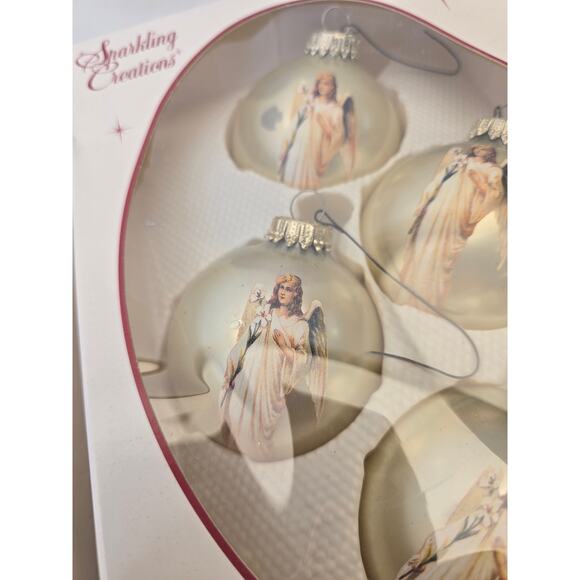 Michaels Sparkling Creations Angel Christmas Ornaments 4 Glass Balls - Picture 3 of 4